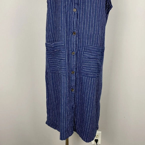 Sleeveless Striped Linen-Blend Fit & Flare Dress - Picture 6 of 13